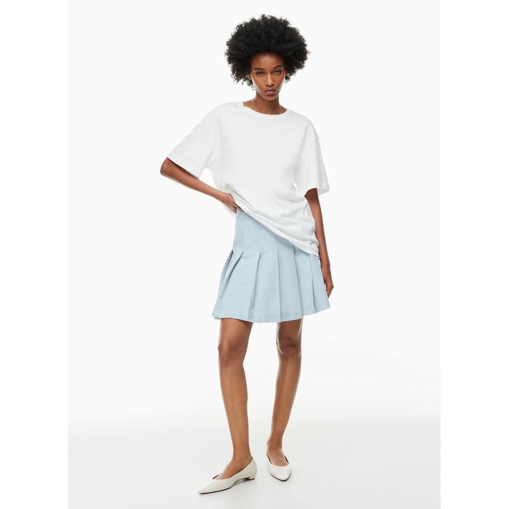 Babaton Light Wash Denim Skirt Size 8 Pleated A-Line Jean Skirt Aritzia